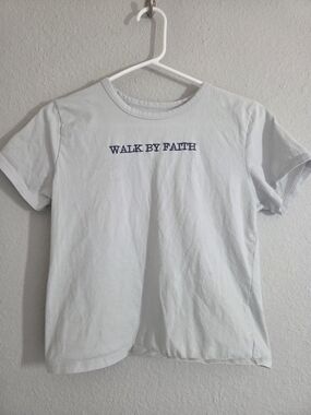 Walk By Faith Short Sleeve Tee - Light Blue